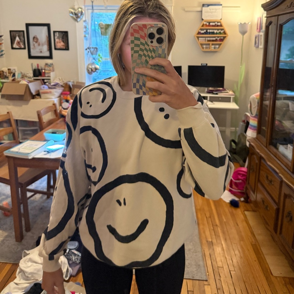 Smiley Face Sweater in Black and White